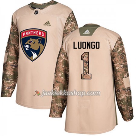 Miehille NHL Florida Panthers Pelipaita Roberto Luongo 1 Adidas 2017-2018 Camo Veterans Day Practice Authentic
